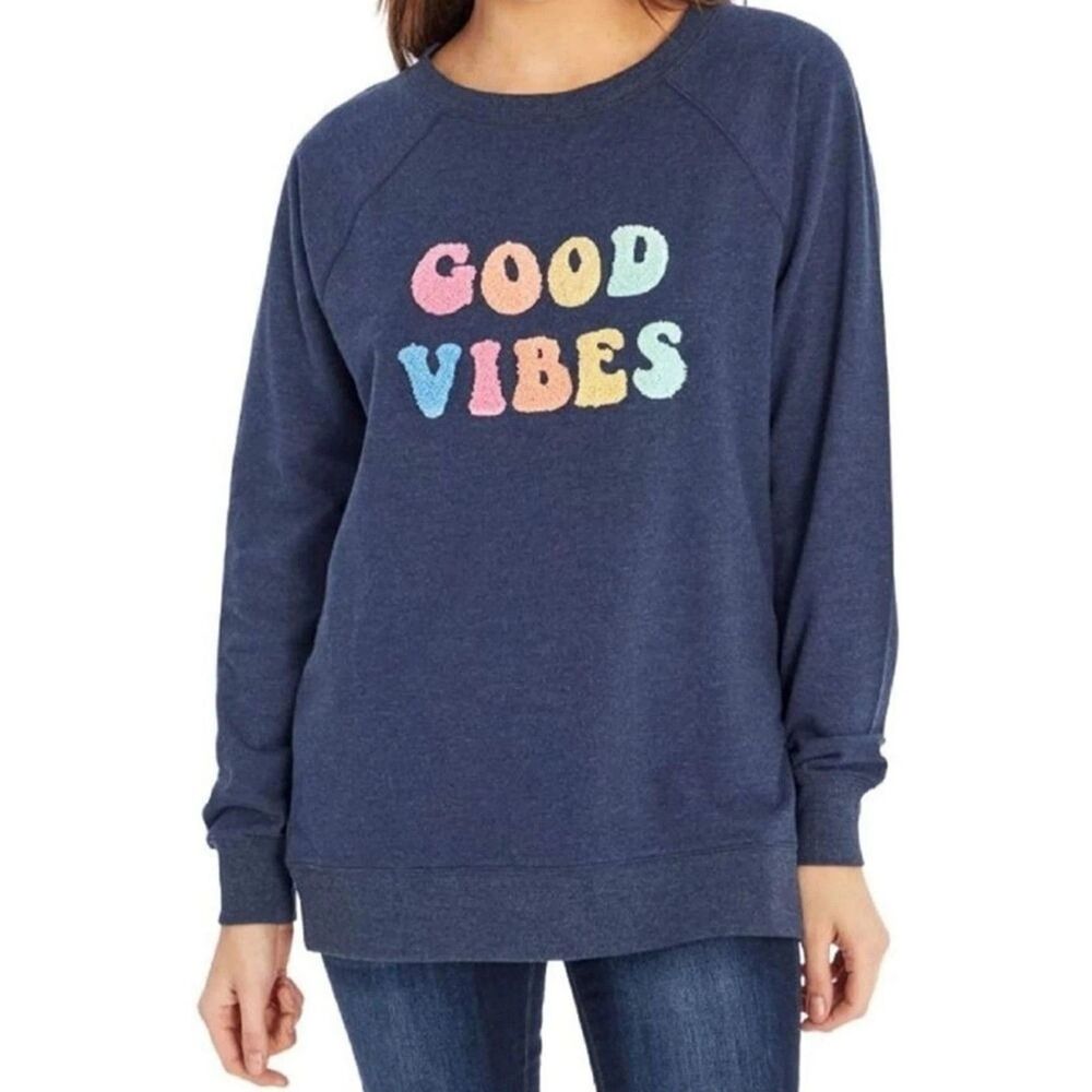Wildfox Good Vibes Sweatshirt Oversized Pullover Crewneck Fall Cozy Fuzzy Sz XL